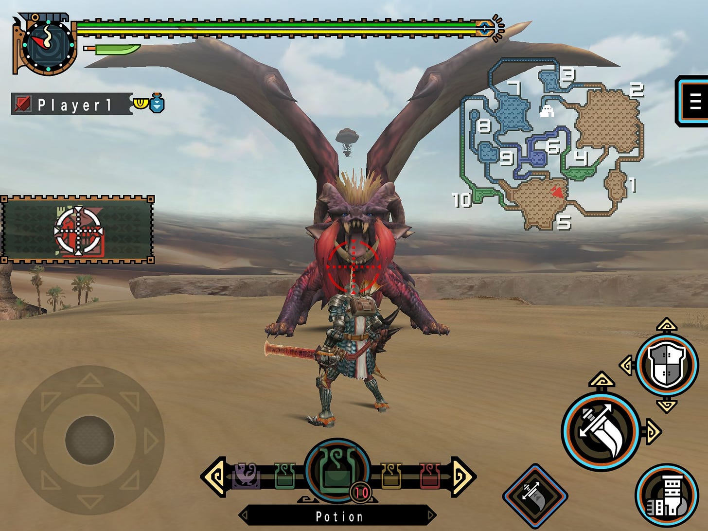 MHFU iOS - Hunter battling Teostra